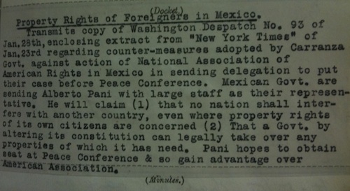 British Foreign Office Memo regarding Pani in Paris, Febuary 24, 1919.  Credit: Courtesy British National Archives 